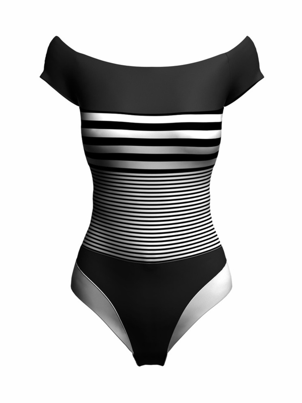 NEW MaxMara Leisure Circolo one-piece swimsuit size 14 black white striped
